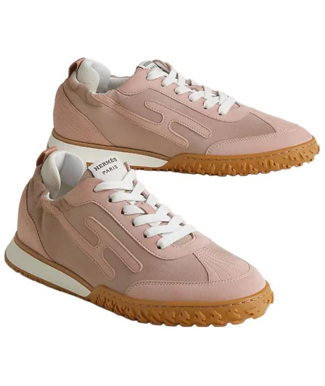 HERMES Розовые кожаные кроссовки, фото 5