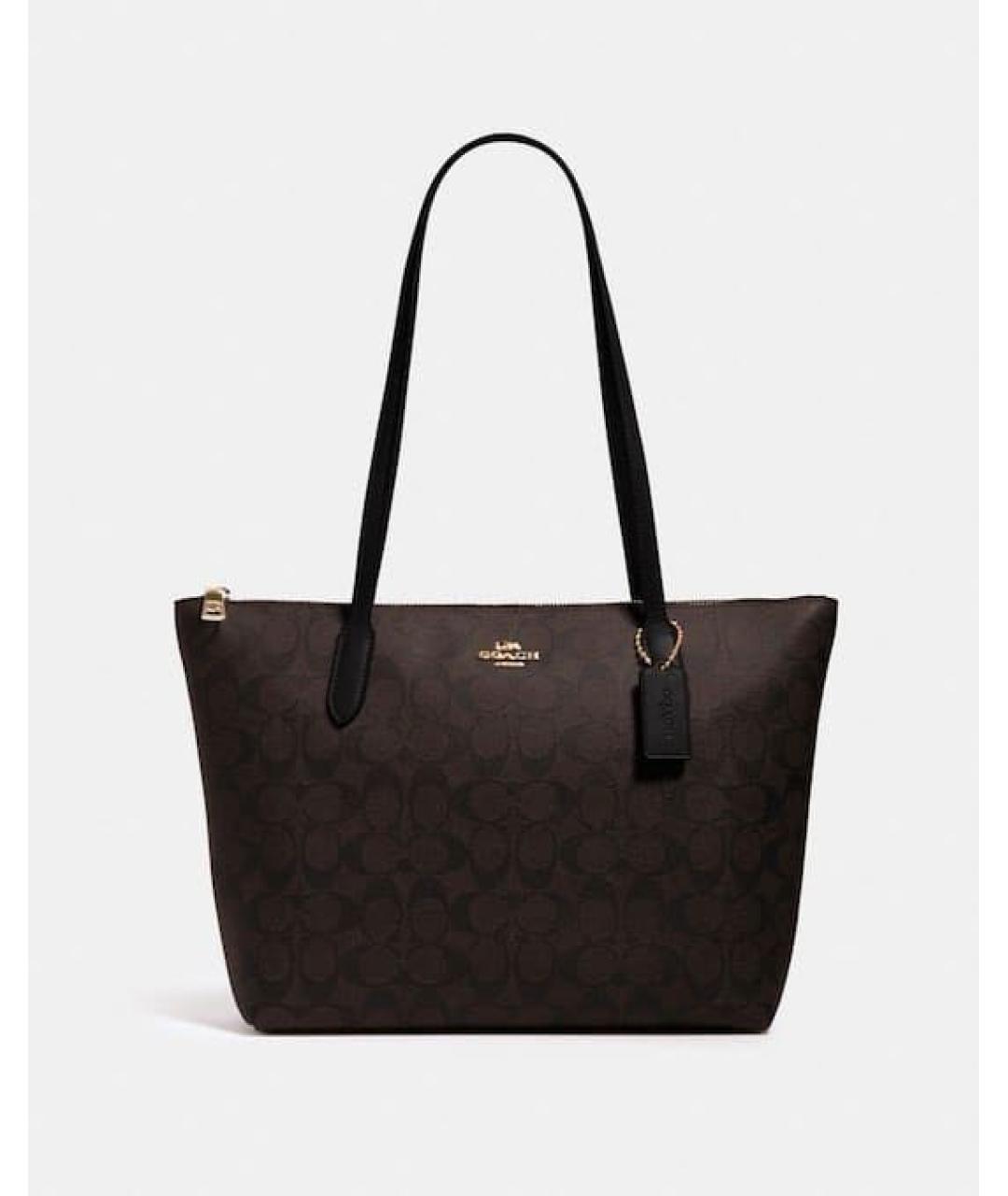 COACH Коричневая кожаная сумка тоут, фото 7