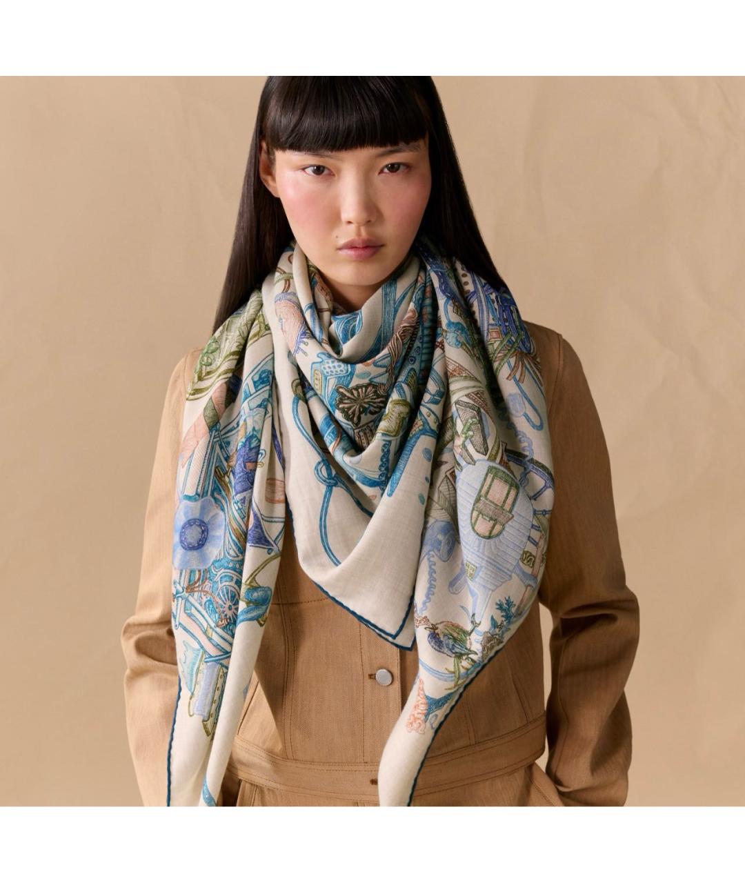 HERMES Мульти кашемировый платок, фото 3