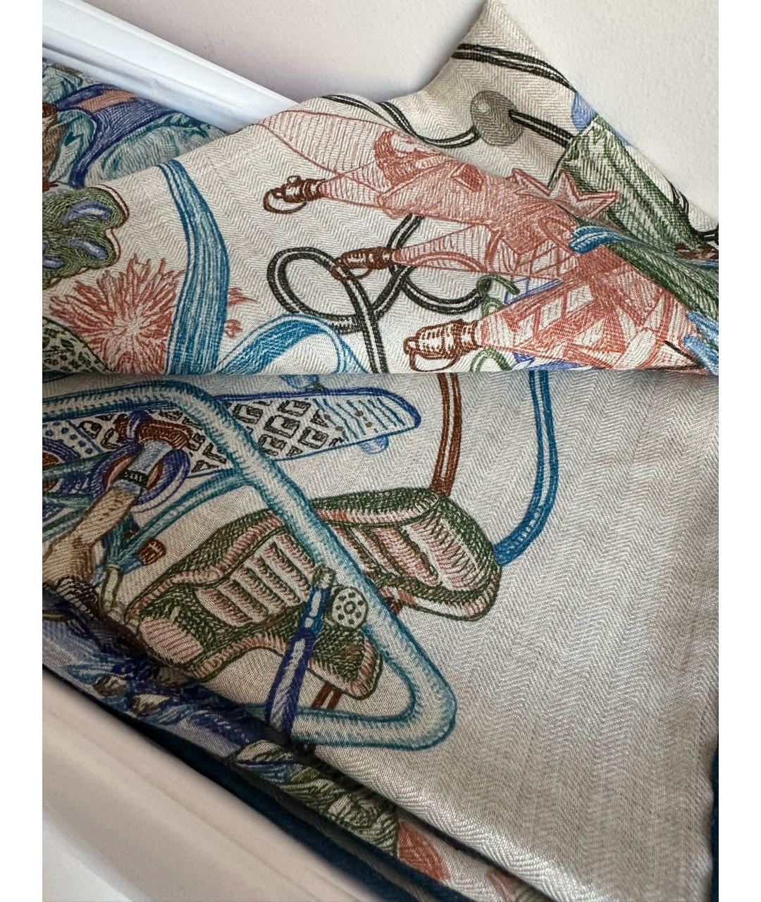 HERMES Мульти кашемировый платок, фото 5