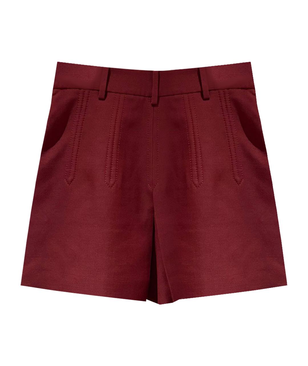 VALENTINO Бордовые вискозные шорты, фото 1