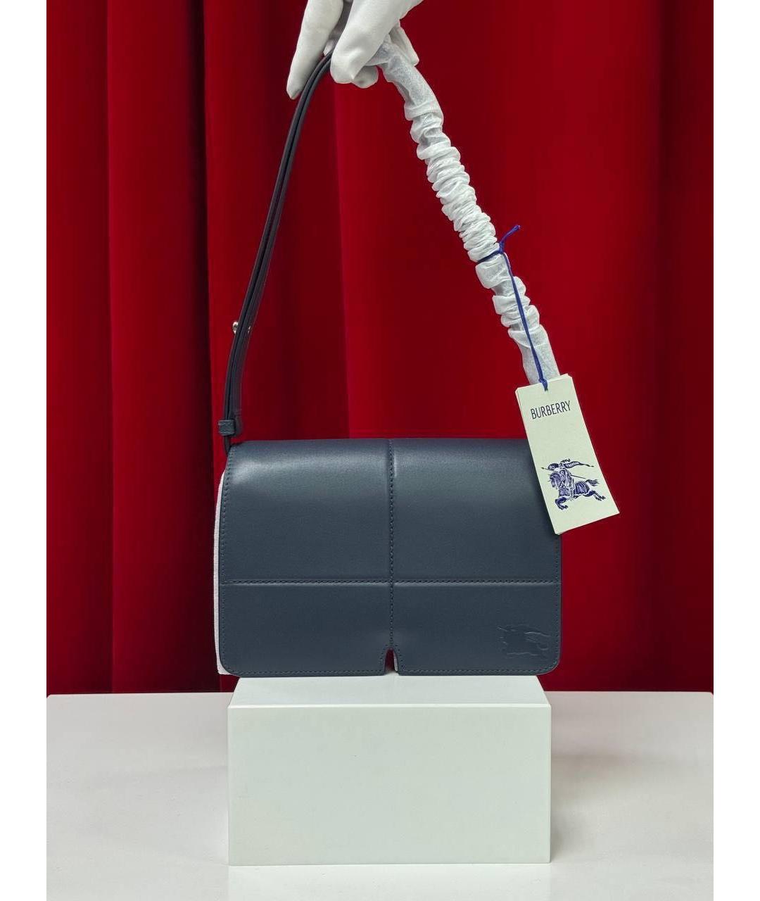 BURBERRY Синяя кожаная сумка с короткими ручками, фото 4