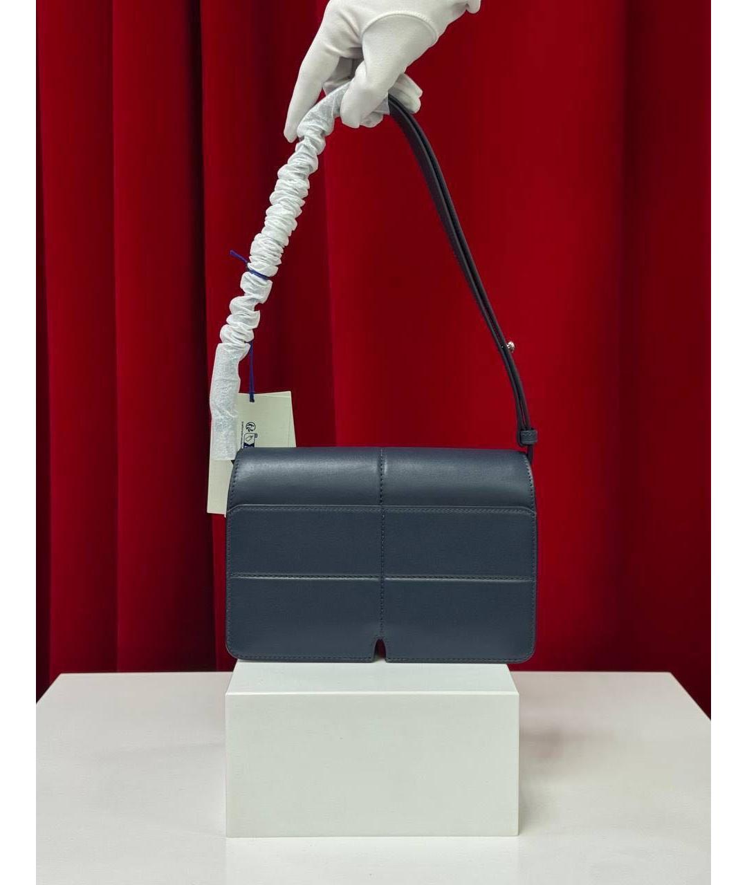 BURBERRY Синяя кожаная сумка с короткими ручками, фото 3