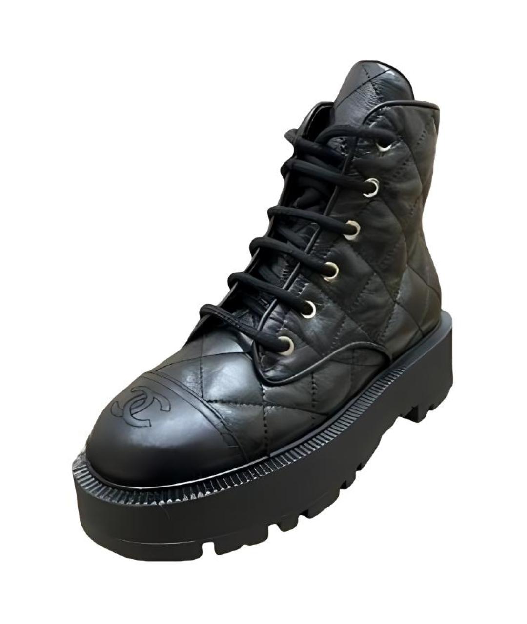 CHANEL Черные кожаные полусапоги, фото 3