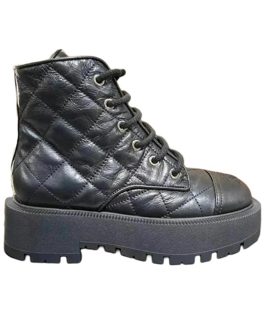 CHANEL Черные кожаные полусапоги, фото 1