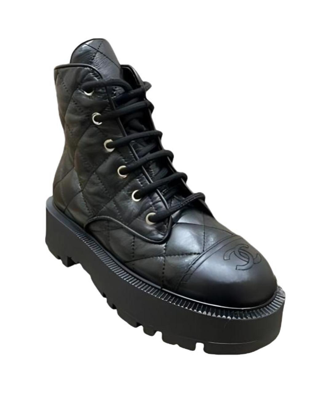 CHANEL Черные кожаные полусапоги, фото 4