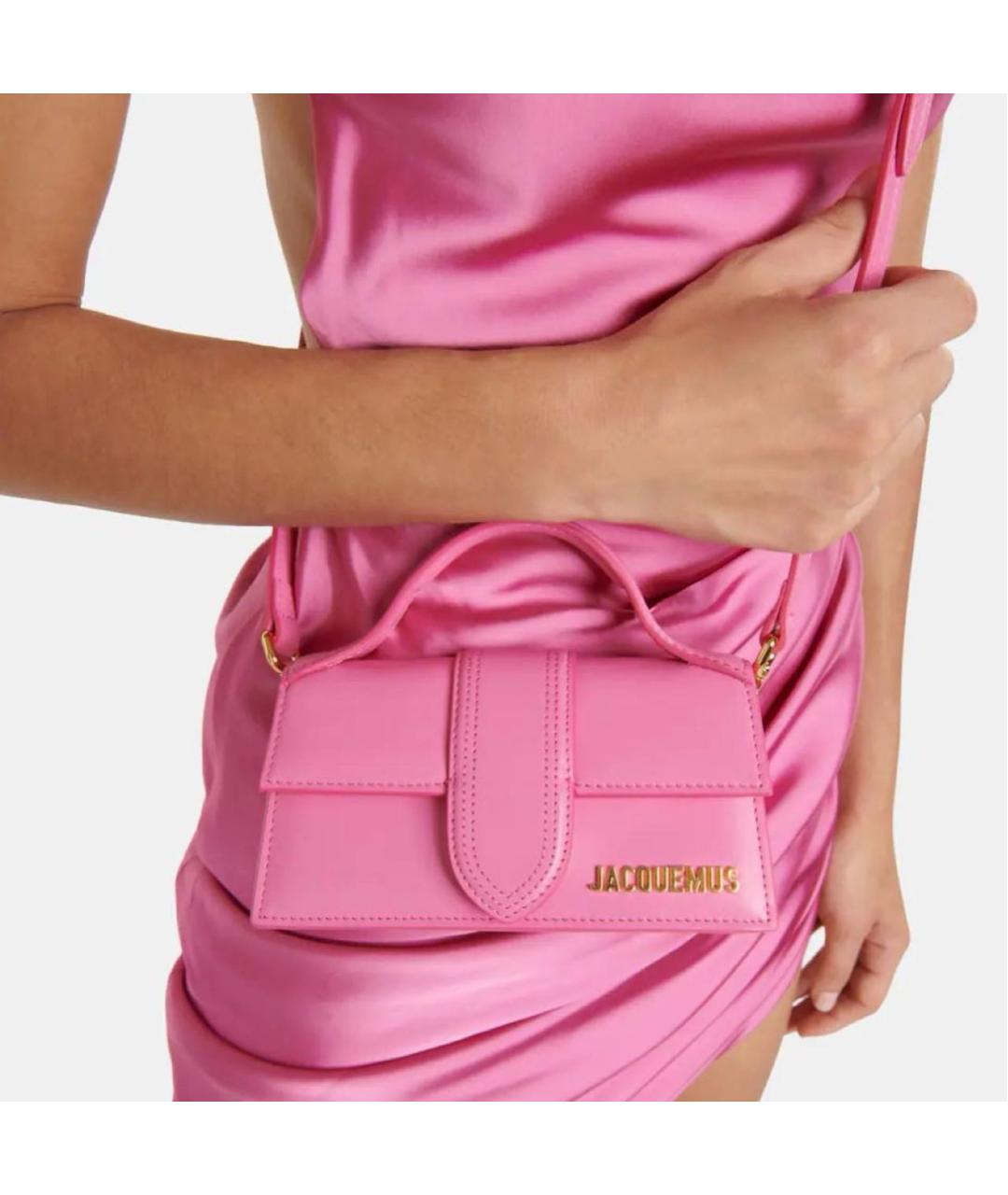JACQUEMUS Розовая кожаная сумка с короткими ручками, фото 3