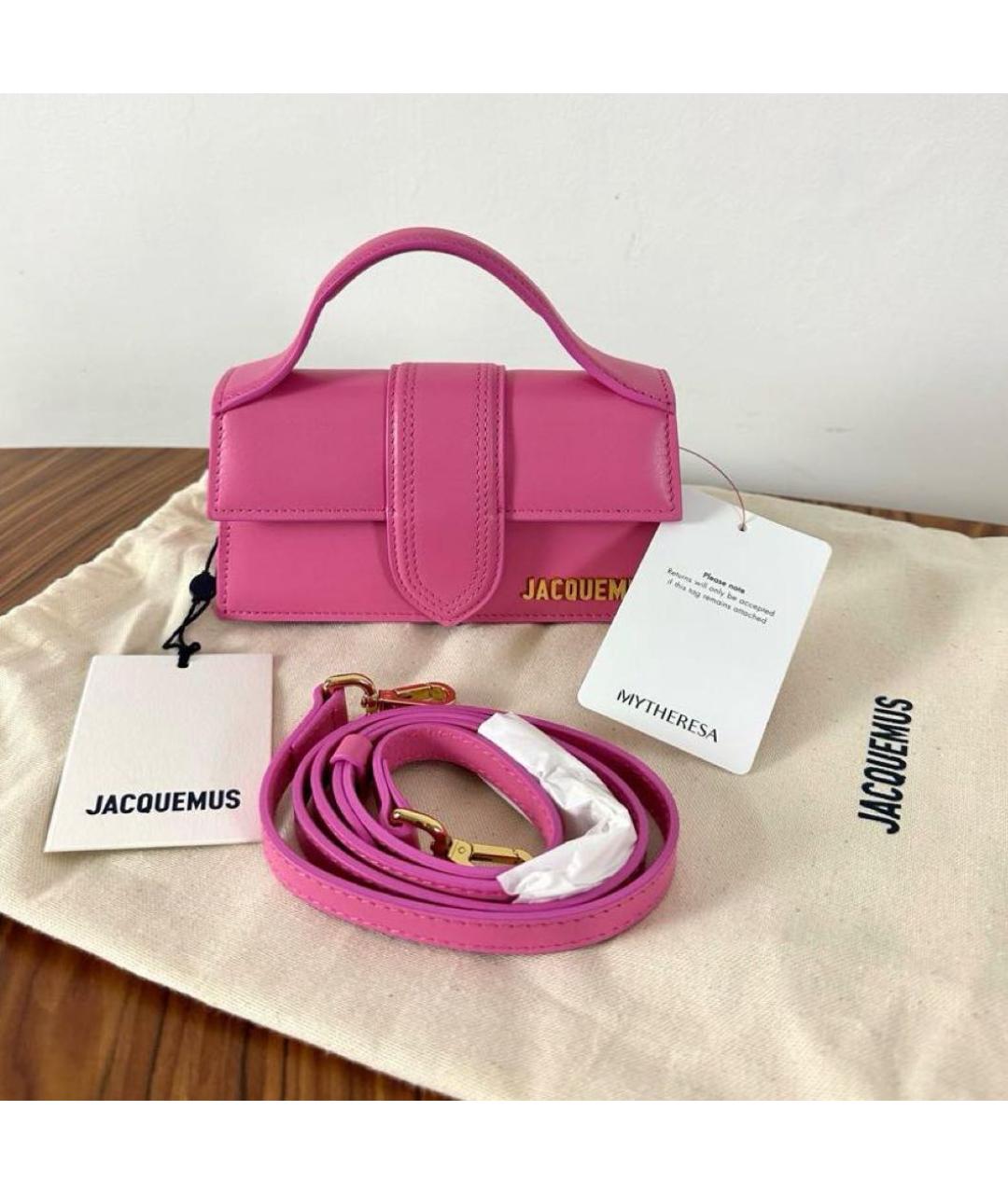 JACQUEMUS Розовая кожаная сумка с короткими ручками, фото 7