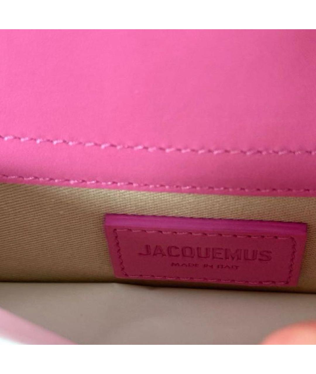 JACQUEMUS Розовая кожаная сумка с короткими ручками, фото 4