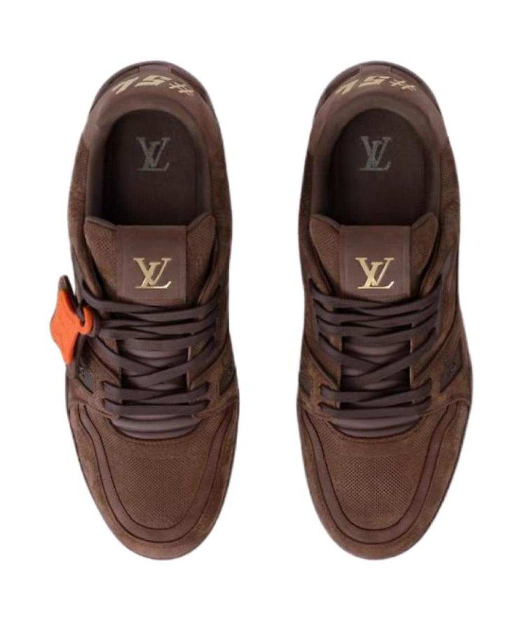 LOUIS VUITTON Коричневые кожаные кроссовки, фото 4