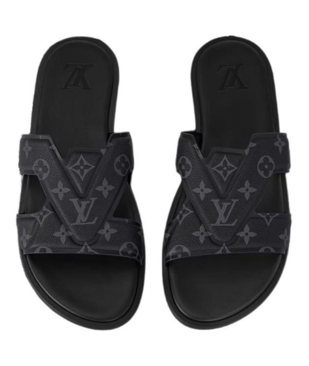 LOUIS VUITTON Черные кожаные сандалии, фото 5