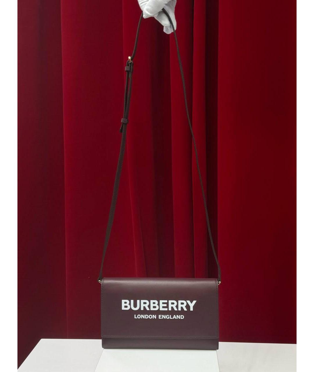 BURBERRY Бордовая кожаная сумка через плечо, фото 4