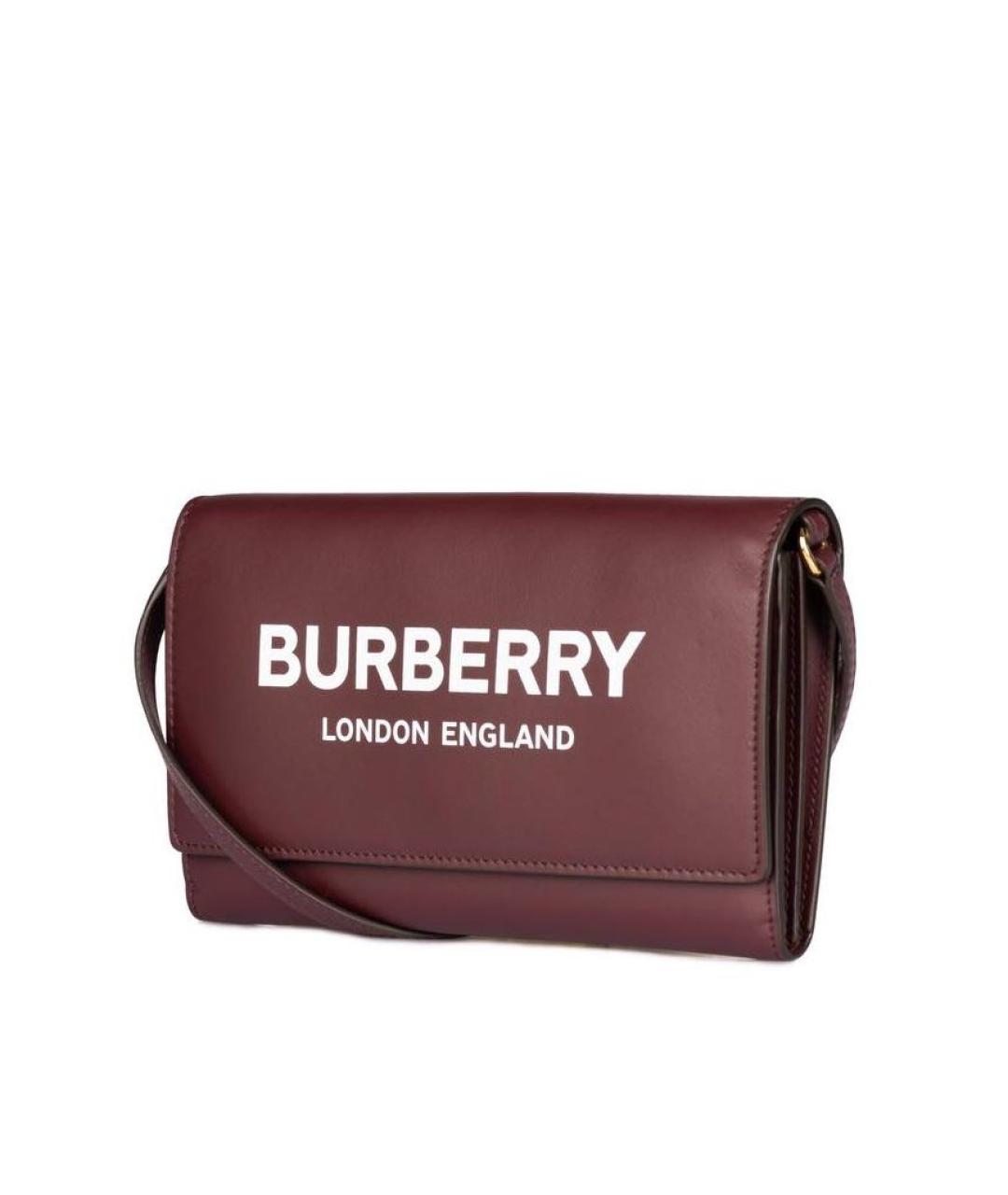 BURBERRY Бордовая кожаная сумка через плечо, фото 1