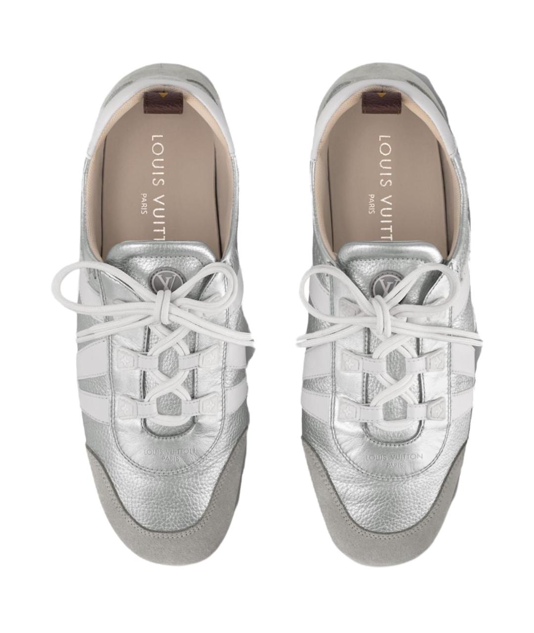 LOUIS VUITTON Серебряные кожаные кеды, фото 4