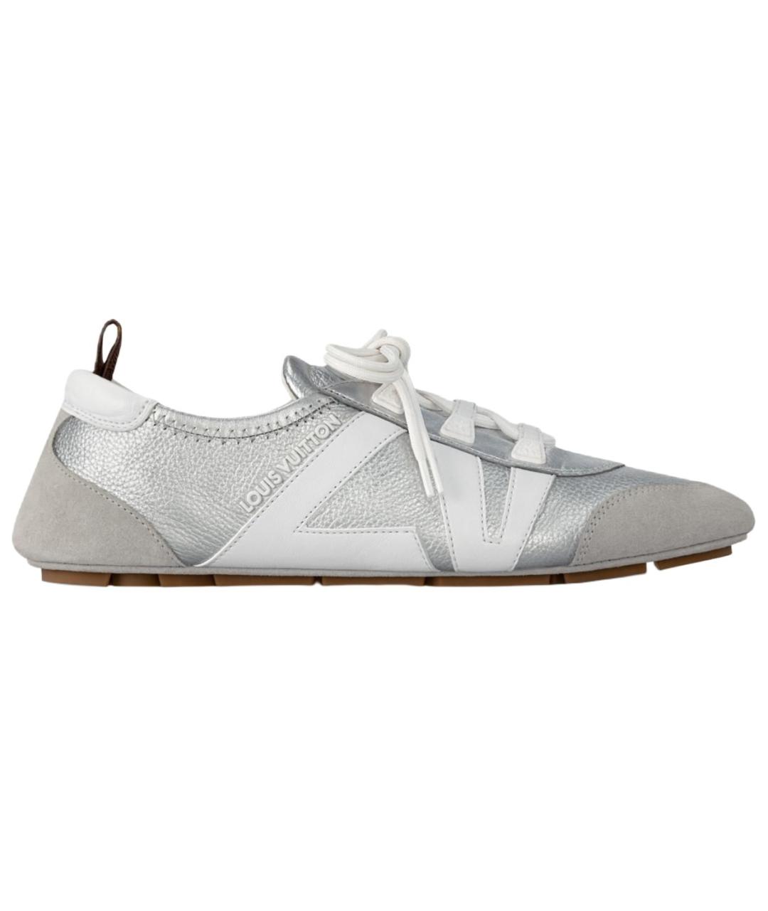 LOUIS VUITTON Серебряные кожаные кеды, фото 1