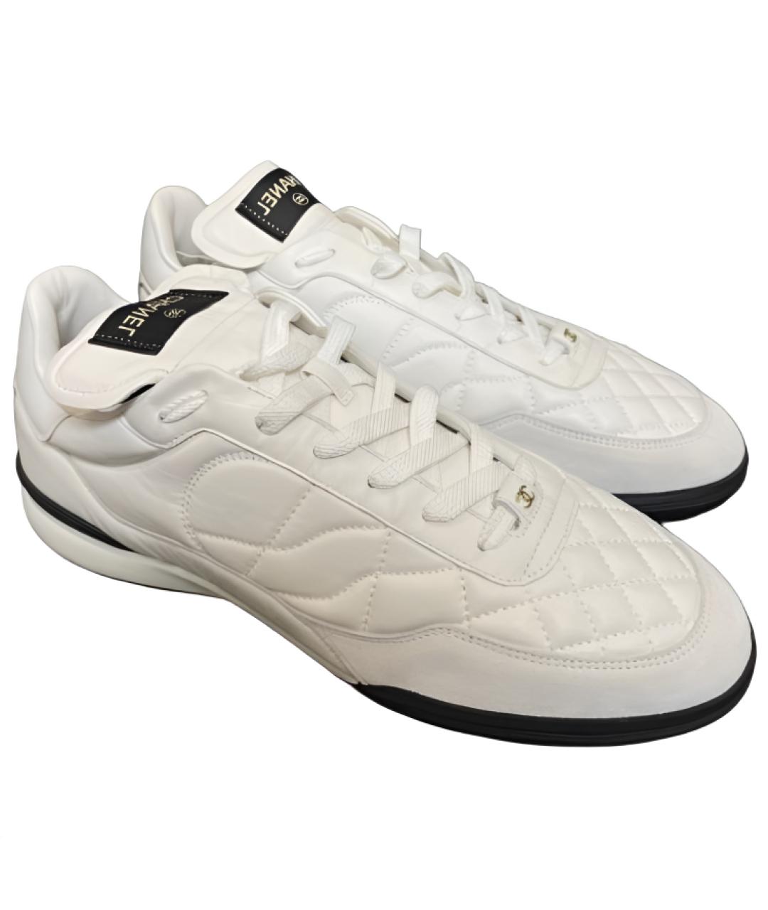 CHANEL Белые кожаные низкие кроссовки / кеды, фото 4