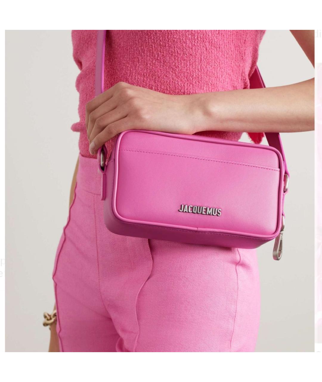 JACQUEMUS Розовая кожаная сумка через плечо, фото 3