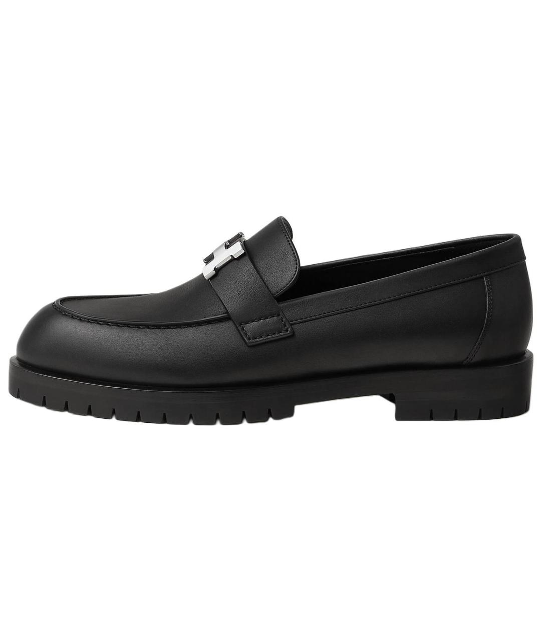 HERMES Черные кожаные лоферы, фото 2