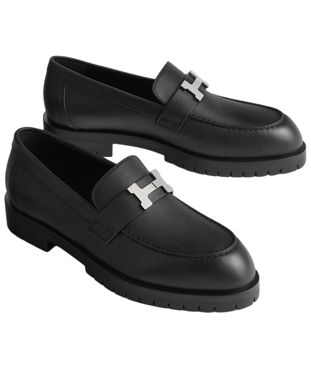 HERMES Черные кожаные лоферы, фото 3