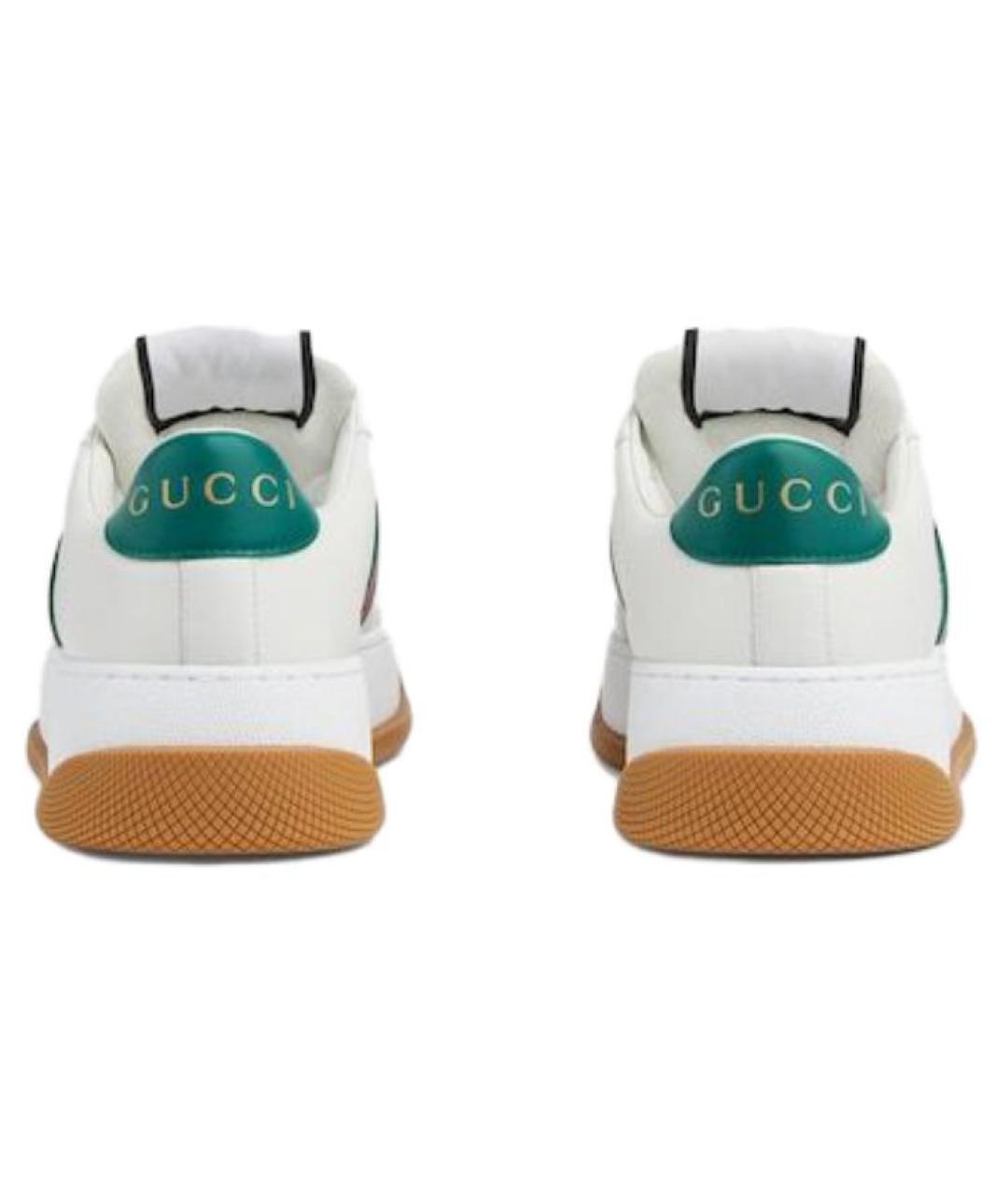 GUCCI Белые кожаные кроссовки, фото 4