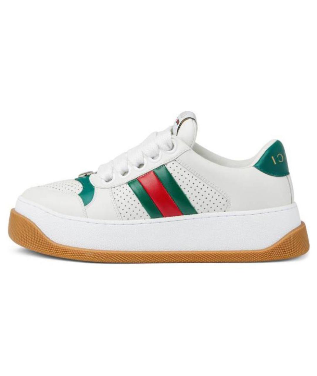 GUCCI Белые кожаные кроссовки, фото 6