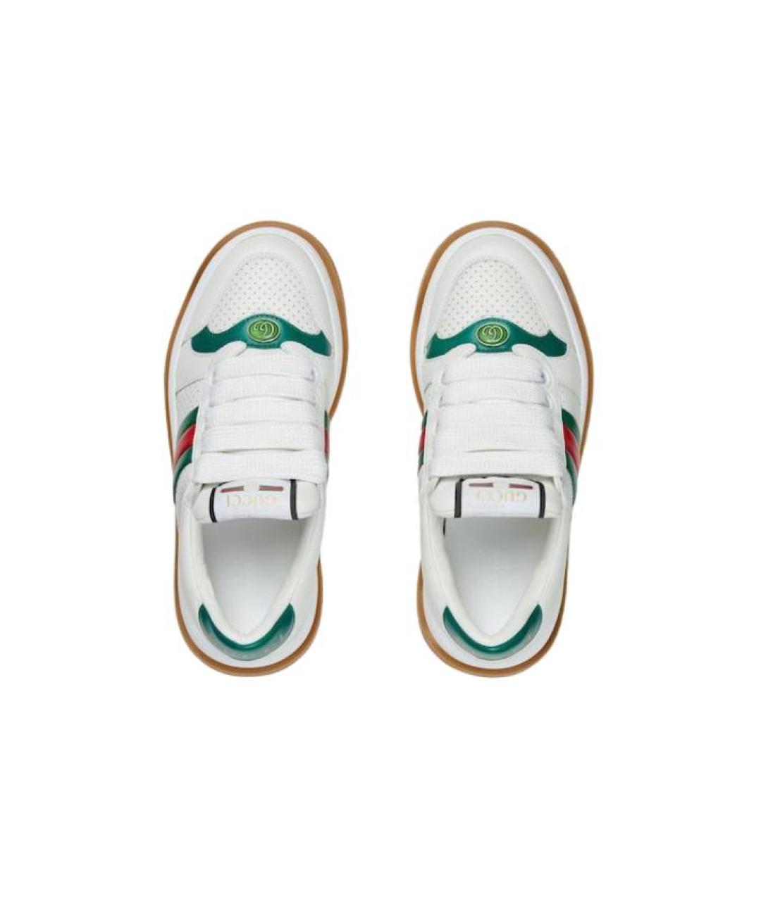 GUCCI Белые кожаные кроссовки, фото 3