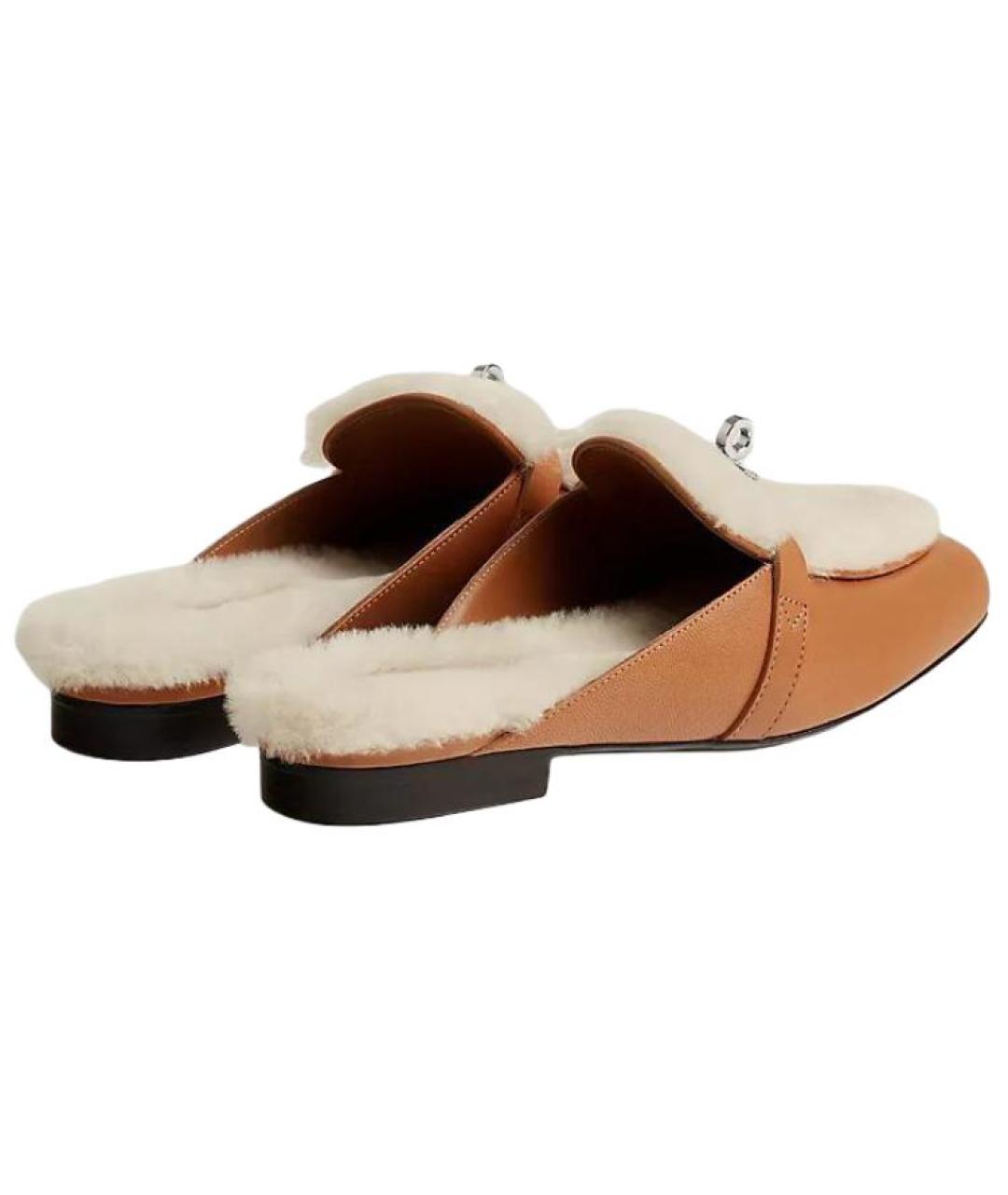 HERMES Коричневые кожаные мюли, фото 4