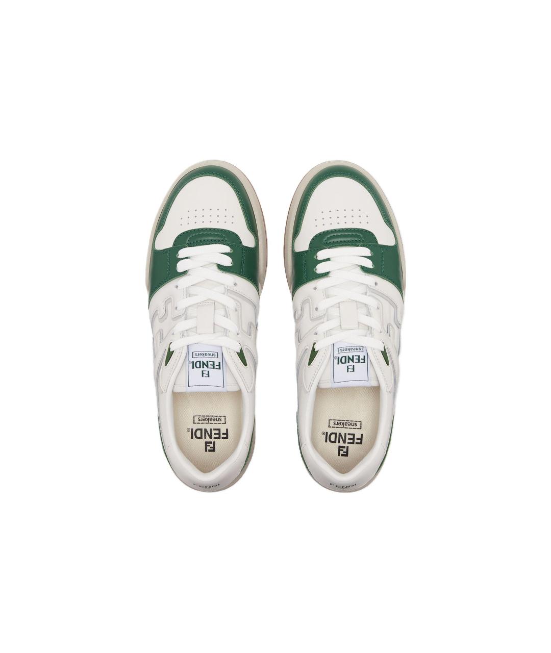 FENDI Белые кожаные низкие кроссовки / кеды, фото 4