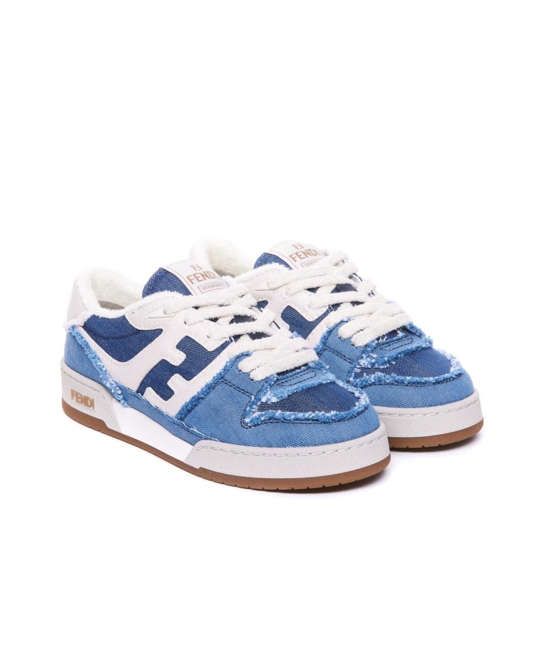 FENDI Синие текстильные кроссовки, фото 3