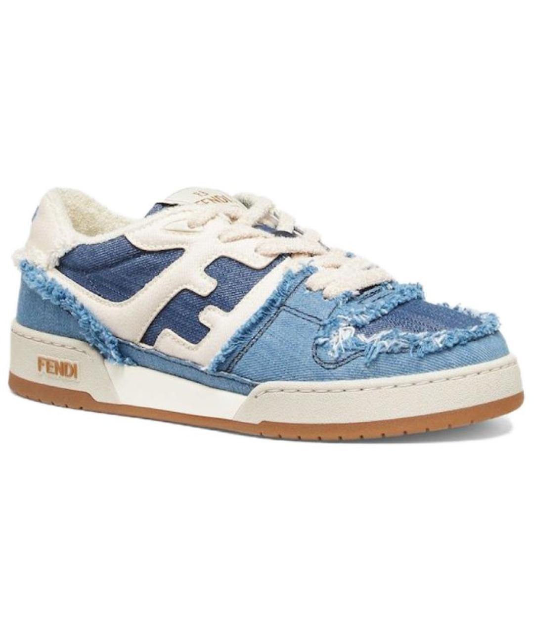 FENDI Синие текстильные кроссовки, фото 2