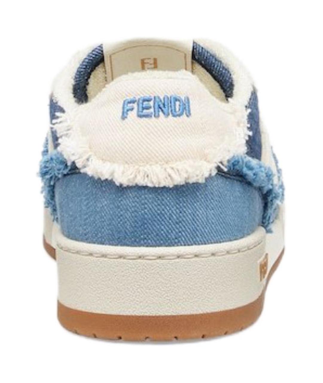 FENDI Синие текстильные кроссовки, фото 4