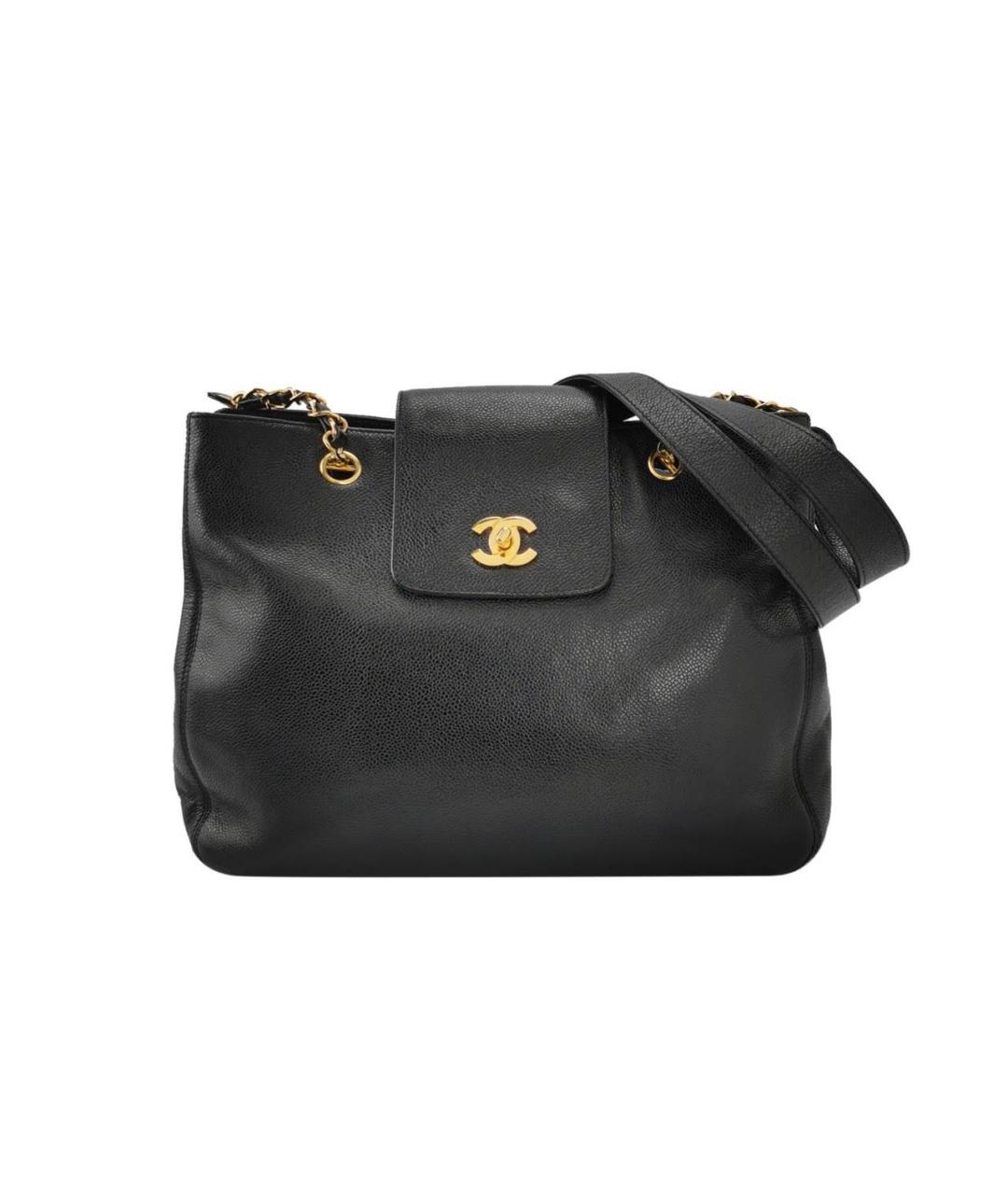 CHANEL Черная кожаная сумка тоут, фото 2