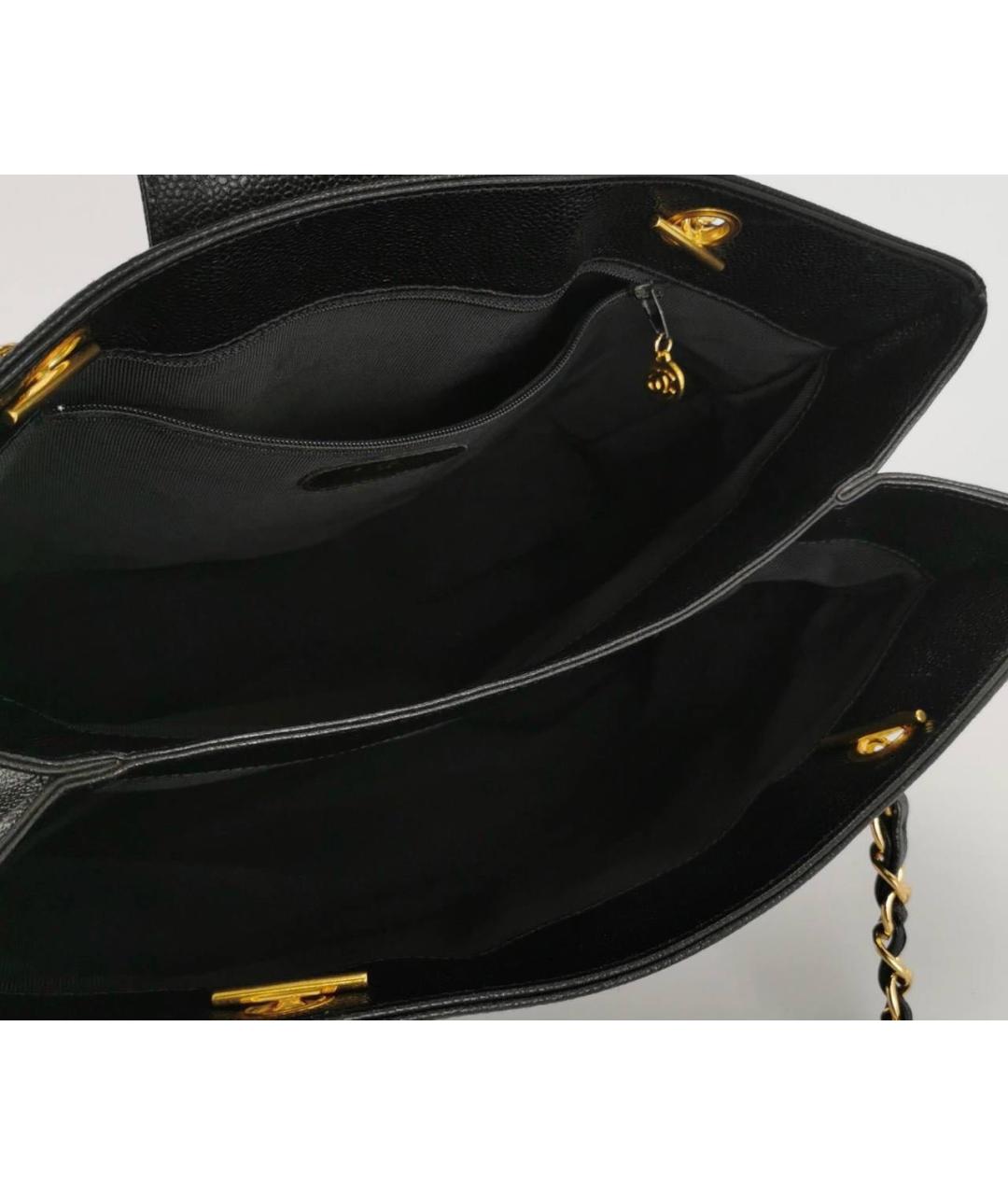 CHANEL Черная кожаная сумка тоут, фото 5