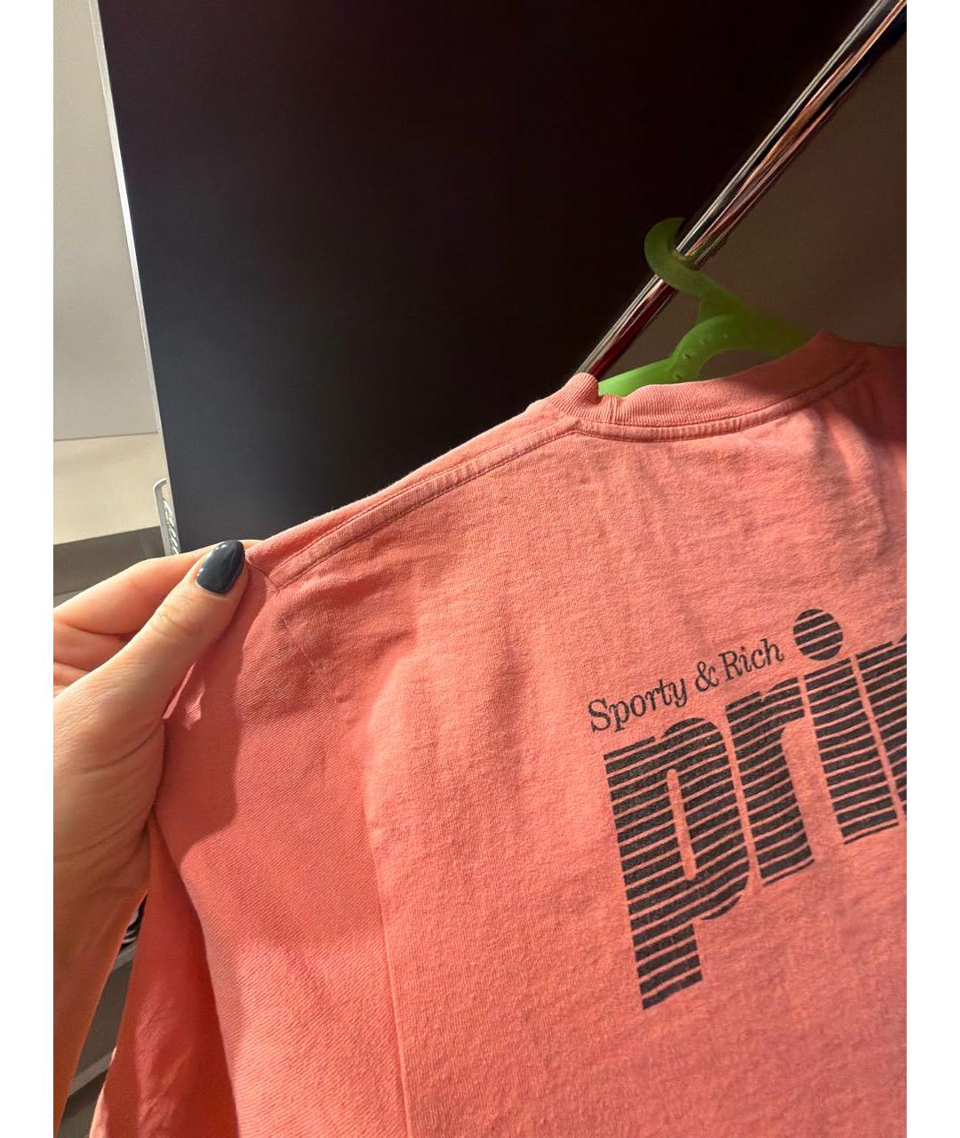 SPORTY AND RICH Коралловая хлопковая футболка, фото 6