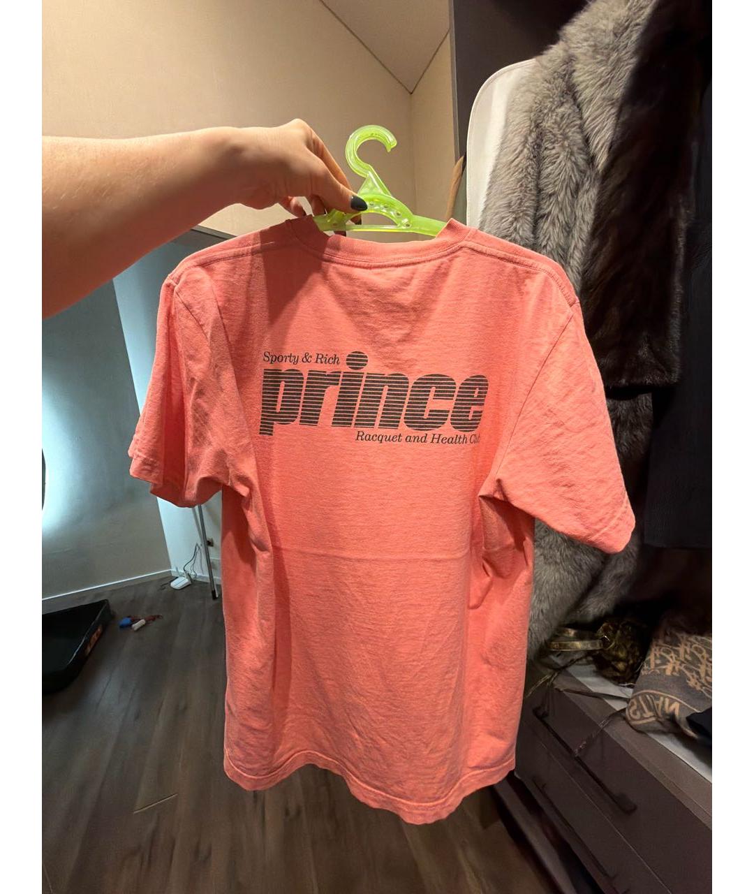 SPORTY AND RICH Коралловая хлопковая футболка, фото 2