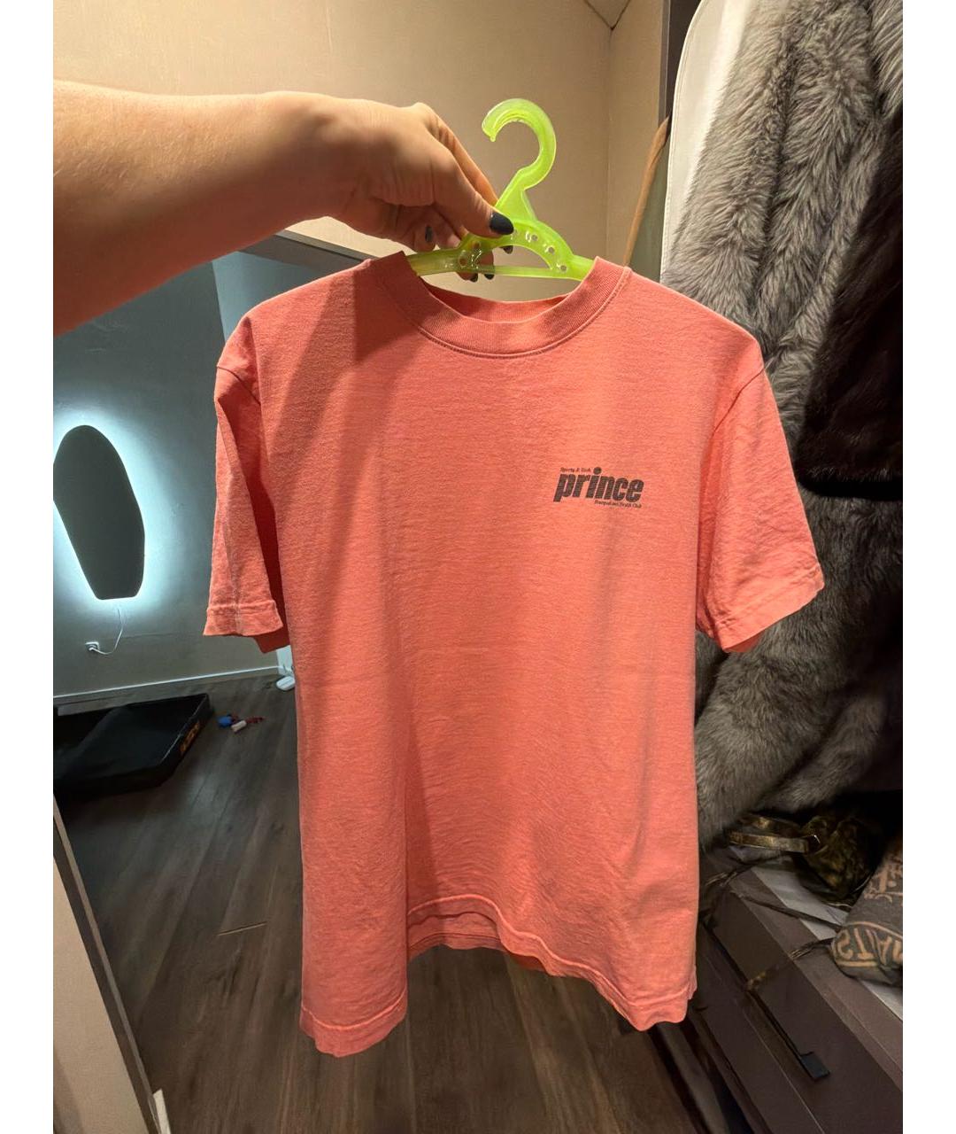 SPORTY AND RICH Коралловая хлопковая футболка, фото 7