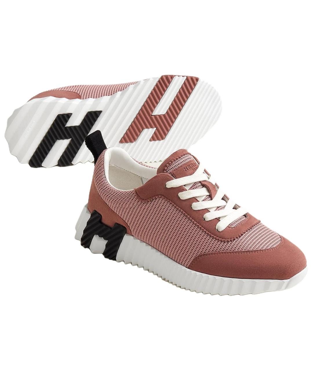 HERMES Розовые кожаные кроссовки, фото 5