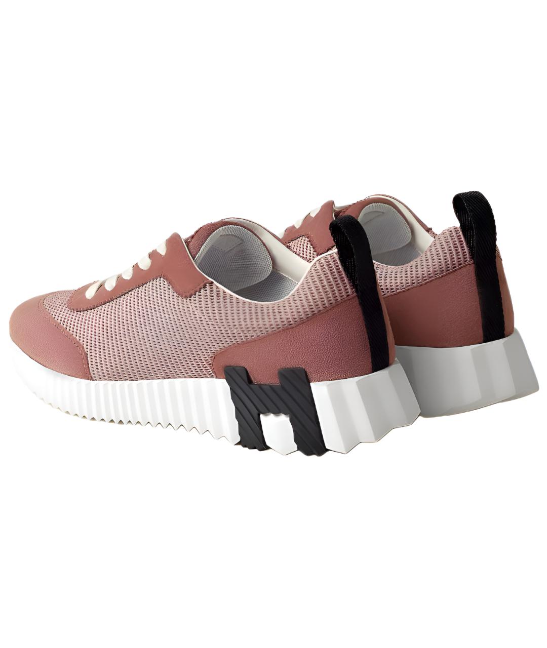 HERMES Розовые кожаные кроссовки, фото 4