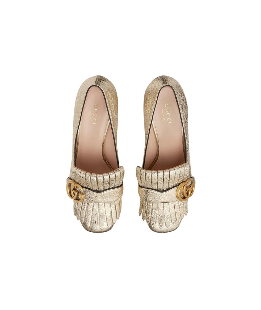 GUCCI Золотые кожаные туфли, фото 4