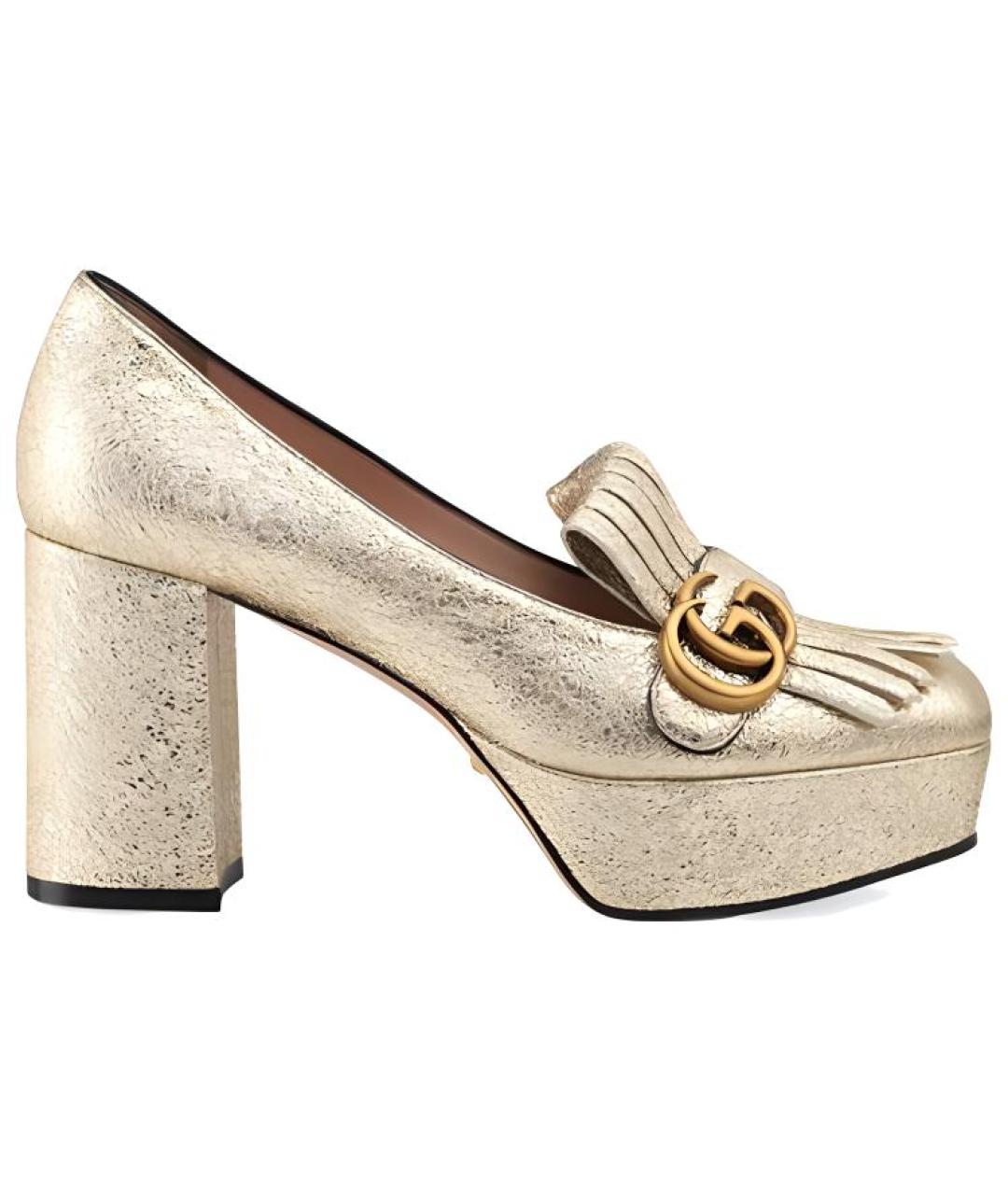 GUCCI Золотые кожаные туфли, фото 1