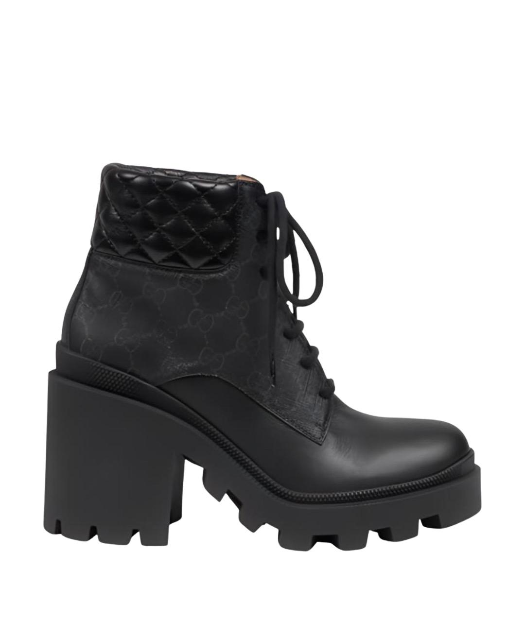 GUCCI Черные кожаные сапоги, фото 1