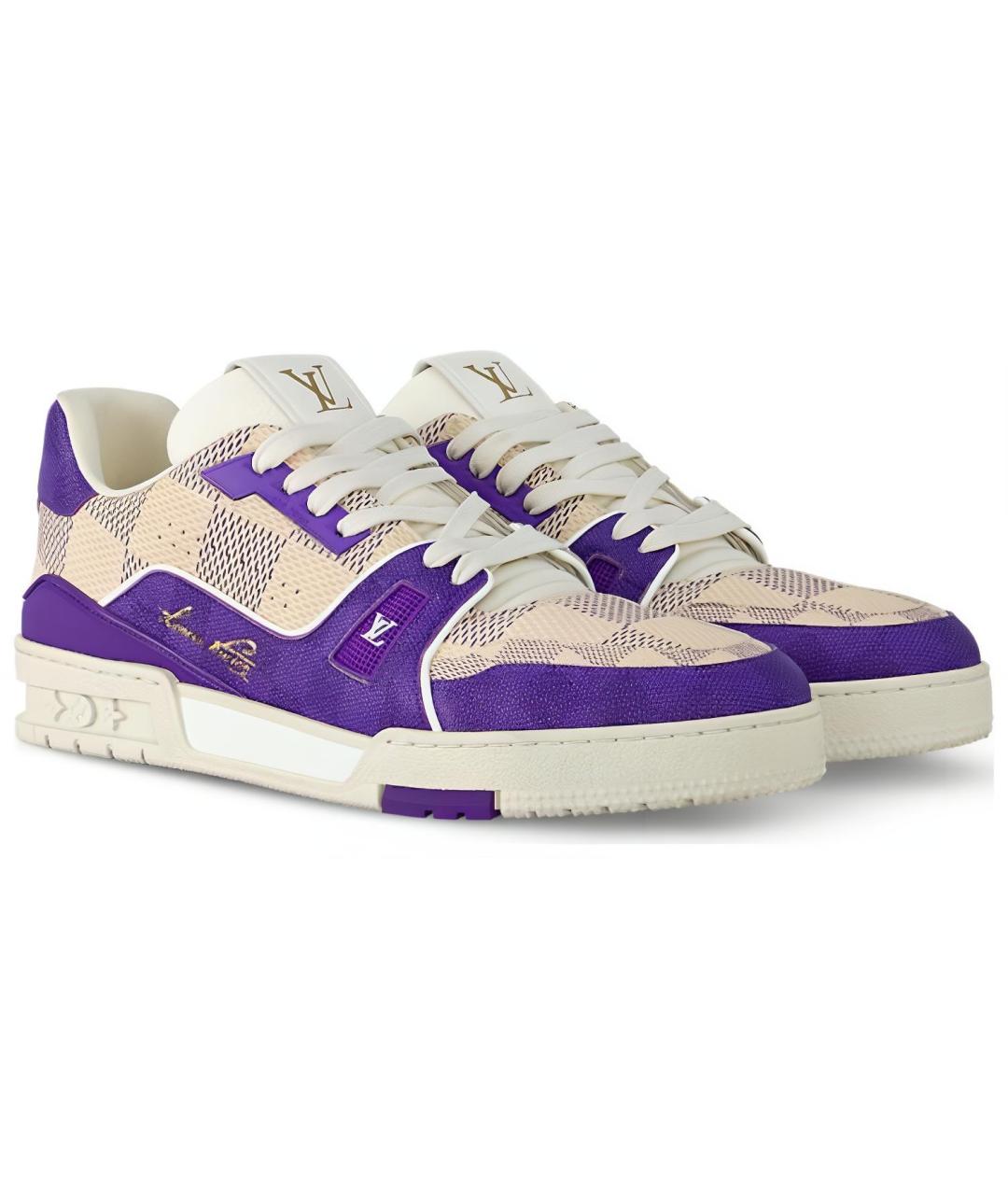 LOUIS VUITTON Фиолетовые кожаные кроссовки, фото 3