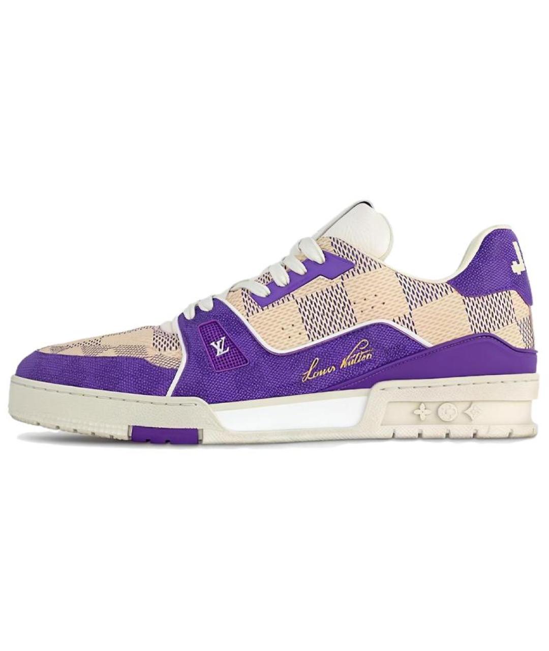 LOUIS VUITTON Фиолетовые кожаные кроссовки, фото 2
