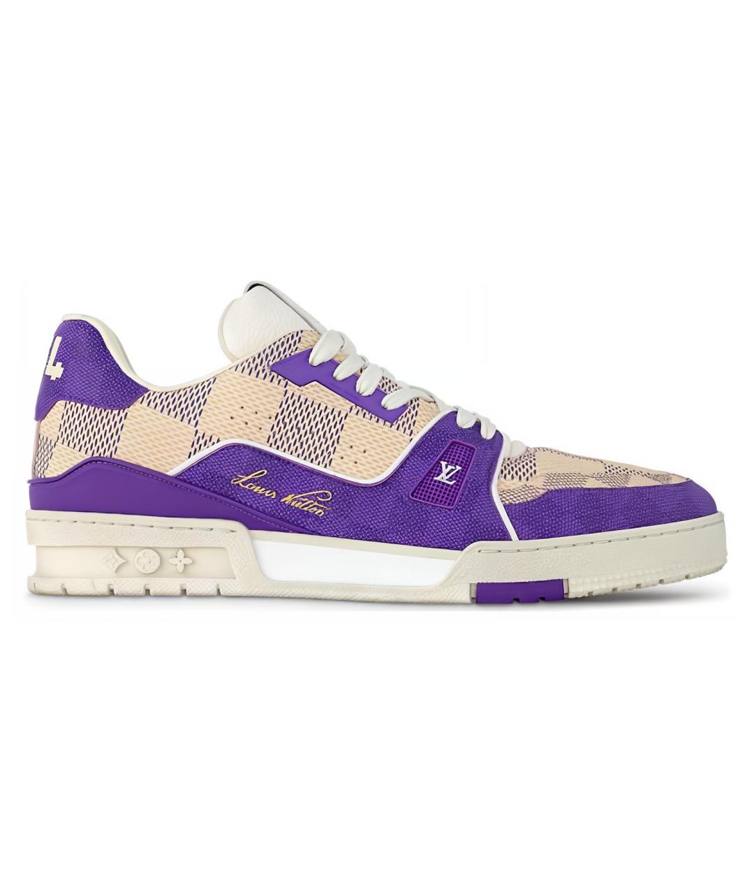 LOUIS VUITTON Фиолетовые кожаные кроссовки, фото 1