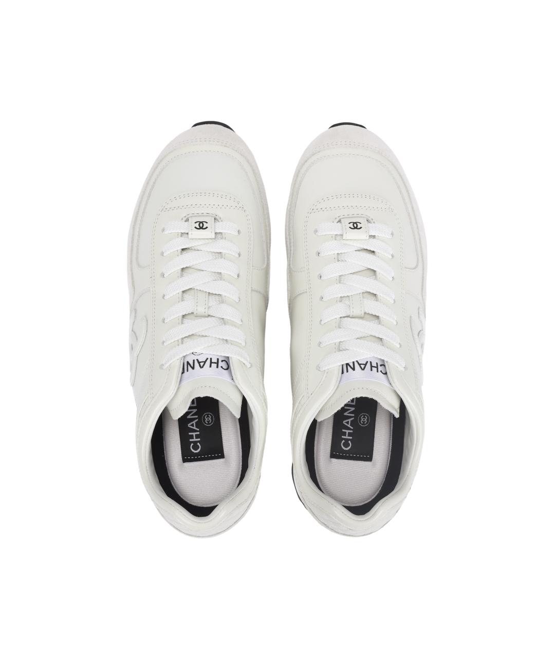 CHANEL Белые кожаные кроссовки, фото 3