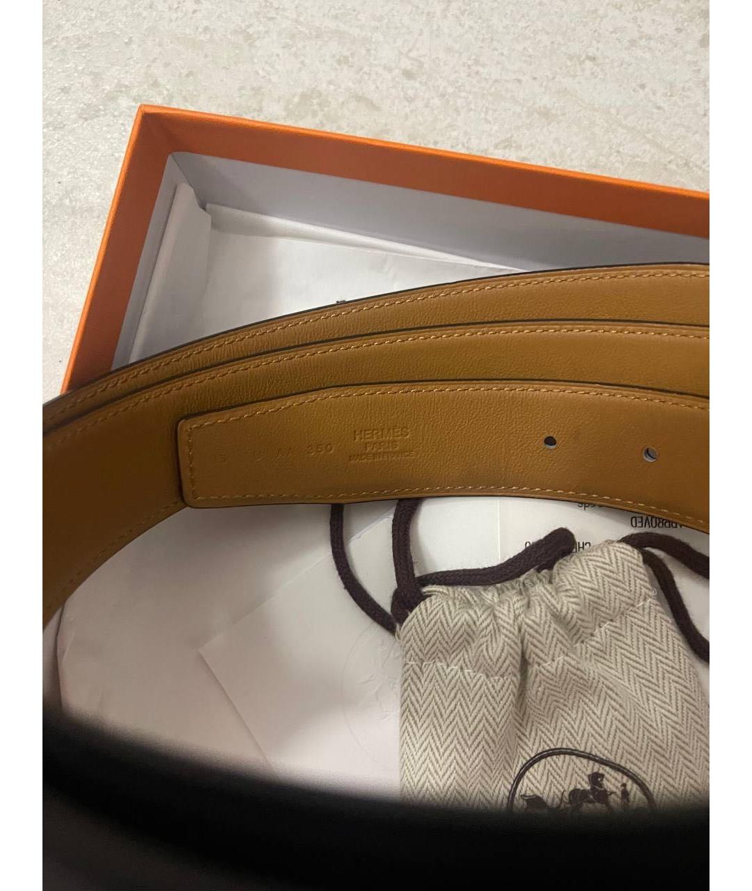 HERMES Черный кожаный ремень, фото 3