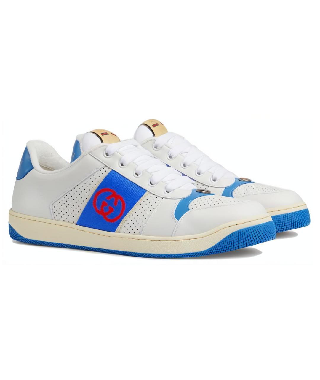 GUCCI Белые кожаные низкие кроссовки / кеды, фото 3