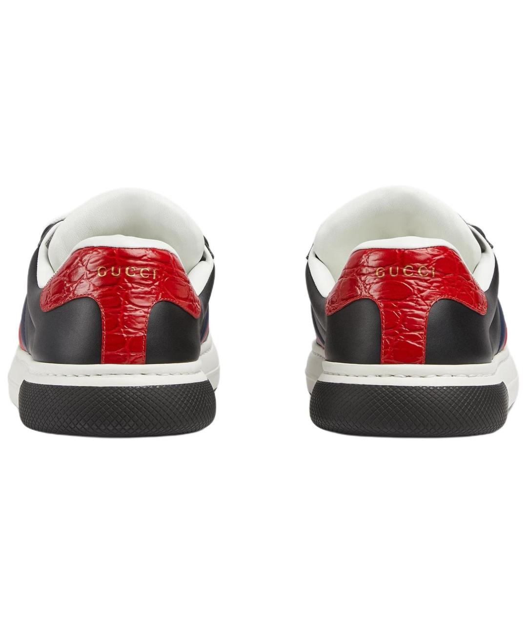 GUCCI Черные кожаные низкие кроссовки / кеды, фото 5