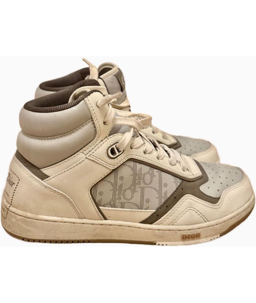 CHRISTIAN DIOR Бежевые кожаные кроссовки, фото 4