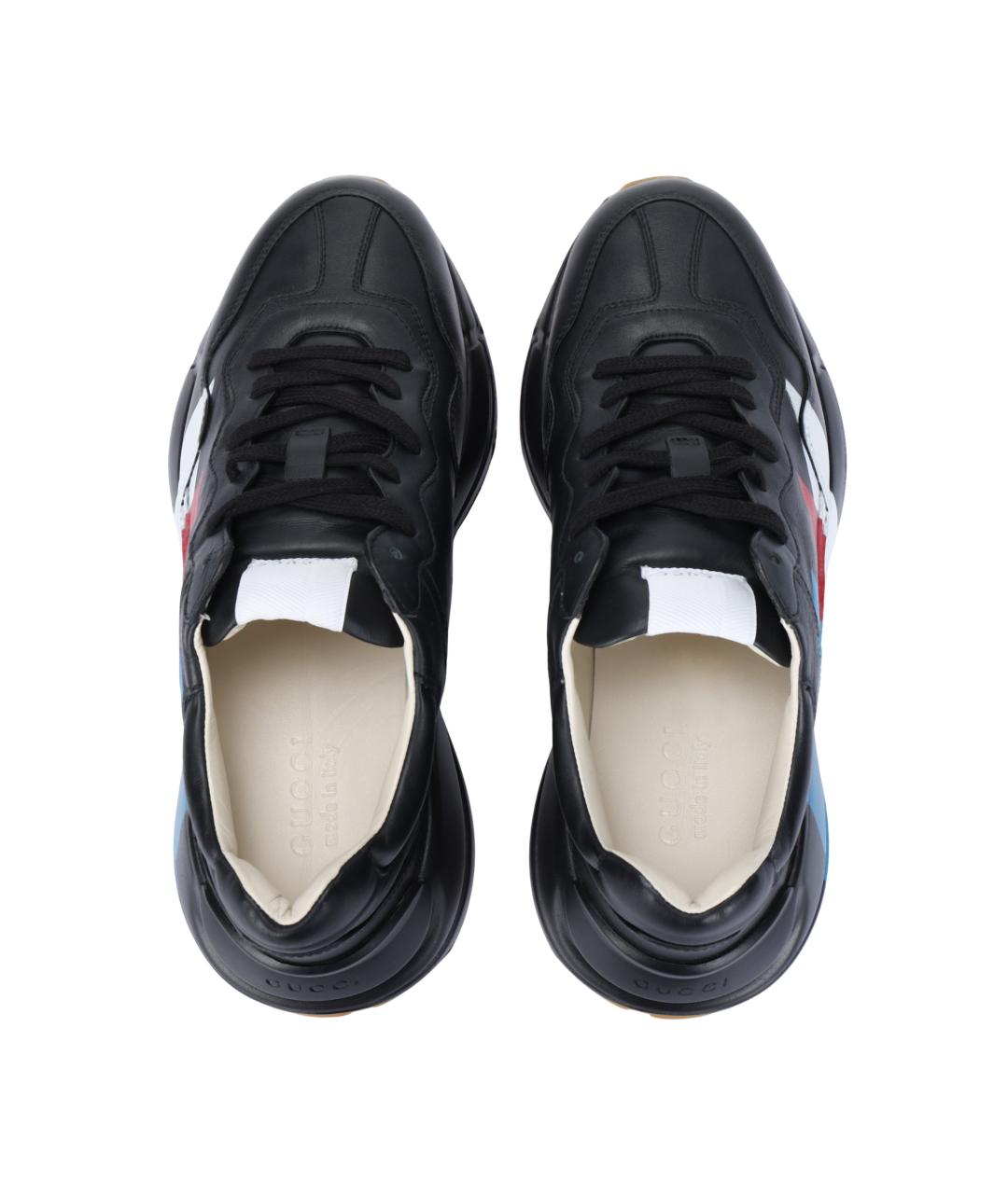 GUCCI Черные кожаные низкие кроссовки / кеды, фото 3